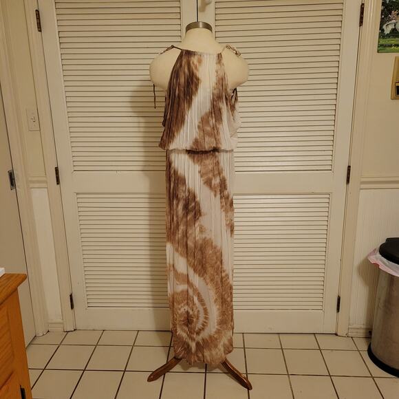 Young Fabulous and Broke Gauze Tie Dye Halter Pleated Maxi Dress Womens Medium - Picture 4 of 9